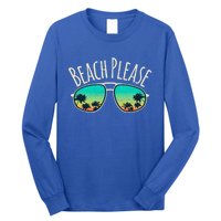 Beach Please Retro Surf Vintage Sunglasses Distressed Gift Funny Gift Long Sleeve Shirt