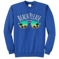 Beach Please Retro Surf Vintage Sunglasses Distressed Gift Funny Gift Sweatshirt