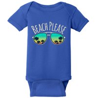 Beach Please Retro Surf Vintage Sunglasses Distressed Gift Funny Gift Baby Bodysuit