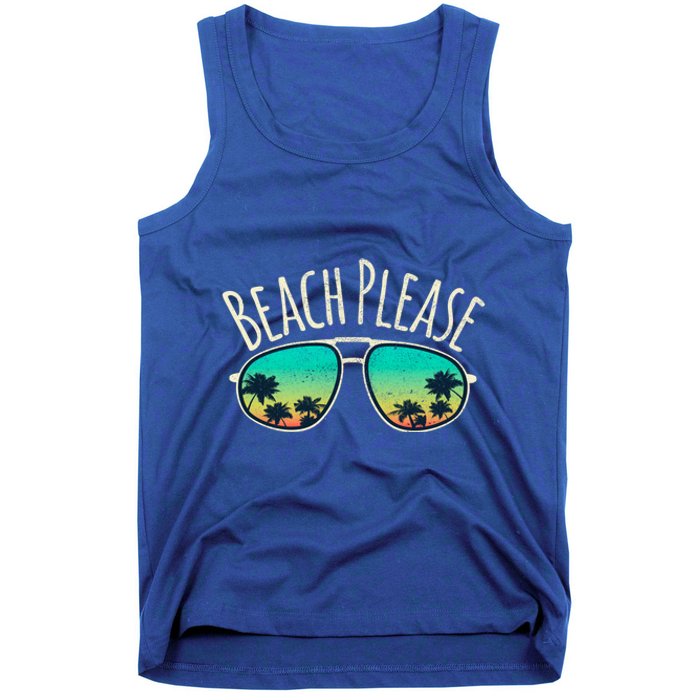 Beach Please Retro Surf Vintage Sunglasses Distressed Gift Funny Gift Tank Top