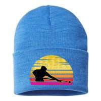 Billiards Player Retro Vintage Sports Pool Snooker Athlete Cute Gift Sustainable Knit Beanie