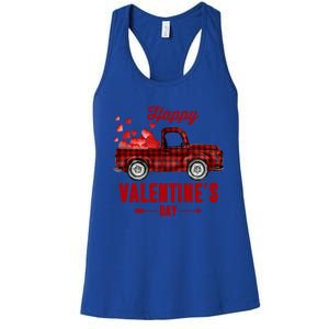 Buffalo Plaid Red Truck With Heart Happy Valentine's Day Meaningful Gift Women's Racerback Tank