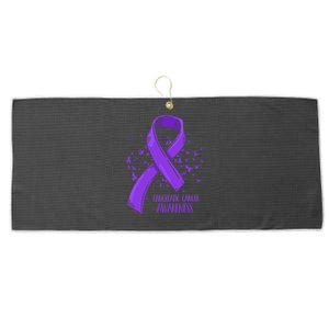 Birds Purple Ribbon Fighter Pancreatic Cancer Awareness Great Gift Large Microfiber Waffle Golf Towel