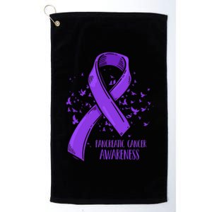 Birds Purple Ribbon Fighter Pancreatic Cancer Awareness Great Gift Platinum Collection Golf Towel