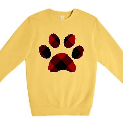 Buffalo Plaid Red Paw Print Dog Or Cat Lovers Christmas Gift Funny Gift Premium Crewneck Sweatshirt