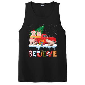 Believe Pig Riding Red Truck Christmas Tree Christmas Pajama Great Gift PosiCharge Competitor Tank