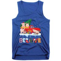 Believe Pig Riding Red Truck Christmas Tree Christmas Pajama Great Gift Tank Top