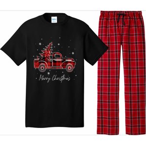 Buffalo Plaid Red Christmas Tree Funny Truck Xmas Pajamas Gift Pajama Set