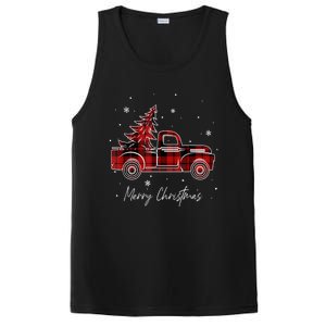 Buffalo Plaid Red Christmas Tree Funny Truck Xmas Pajamas Gift PosiCharge Competitor Tank