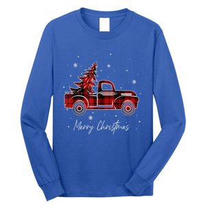 Buffalo Plaid Red Christmas Tree Funny Truck Xmas Pajamas Gift Long Sleeve Shirt