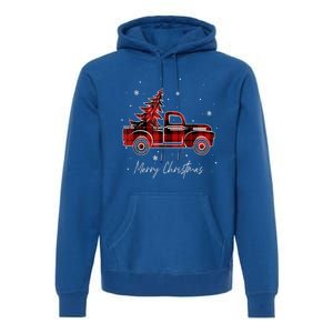 Buffalo Plaid Red Christmas Tree Funny Truck Xmas Pajamas Gift Premium Hoodie