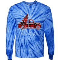 Buffalo Plaid Red Christmas Tree Funny Truck Xmas Pajamas Gift Tie-Dye Long Sleeve Shirt