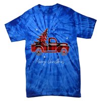 Buffalo Plaid Red Christmas Tree Funny Truck Xmas Pajamas Gift Tie-Dye T-Shirt