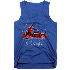 Buffalo Plaid Red Christmas Tree Funny Truck Xmas Pajamas Gift Tank Top