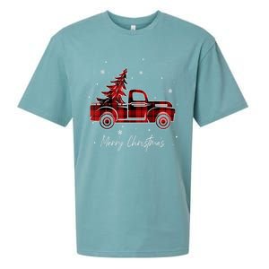 Buffalo Plaid Red Christmas Tree Funny Truck Xmas Pajamas Gift Sueded Cloud Jersey T-Shirt