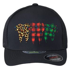 Buffalo Plaid Red Green Leopard Dental Teeth Dentist Gift Cool Gift Flexfit Unipanel Trucker Cap