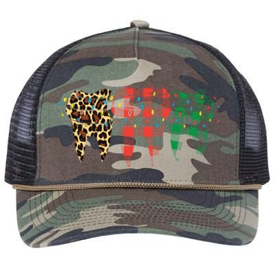 Buffalo Plaid Red Green Leopard Dental Teeth Dentist Gift Cool Gift Retro Rope Trucker Hat Cap