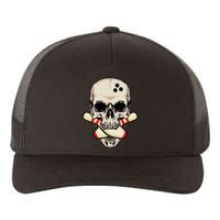 Bowling Pins Retro Skull Skeleton Head Bowling Ball Yupoong Adult 5-Panel Trucker Hat