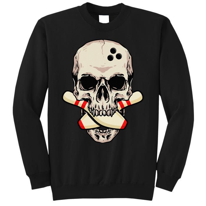 Bowling Pins Retro Skull Skeleton Head Bowling Ball Sweatshirt