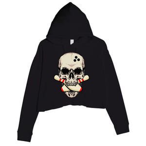 Bowling Pins Retro Skull Skeleton Head Bowling Ball Crop Fleece Hoodie