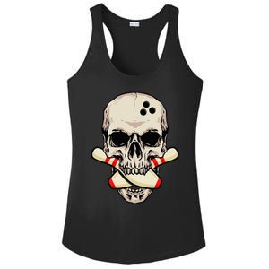 Bowling Pins Retro Skull Skeleton Head Bowling Ball Ladies PosiCharge Competitor Racerback Tank