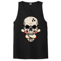 Bowling Pins Retro Skull Skeleton Head Bowling Ball PosiCharge Competitor Tank