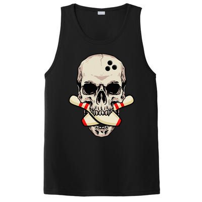 Bowling Pins Retro Skull Skeleton Head Bowling Ball PosiCharge Competitor Tank