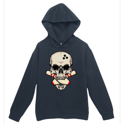 Bowling Pins Retro Skull Skeleton Head Bowling Ball Urban Pullover Hoodie