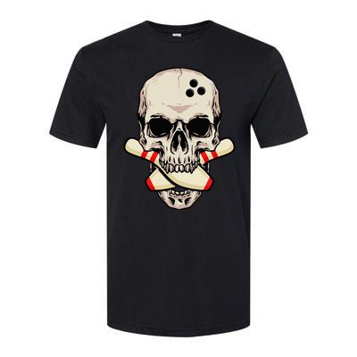 Bowling Pins Retro Skull Skeleton Head Bowling Ball Softstyle® CVC T-Shirt