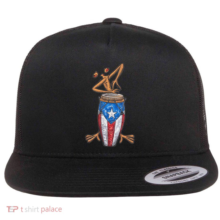Boricua Puerto Rican Coqui Taino Flag Flat Bill Trucker Hat