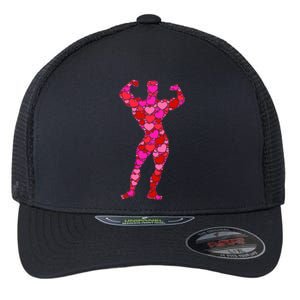 Bodybuilding Pink Red Heart Valentines Day Gift Body Builder Cool Gift Flexfit Unipanel Trucker Cap