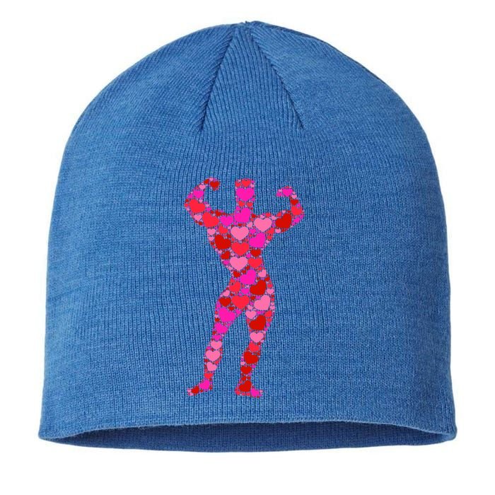 Bodybuilding Pink Red Heart Valentines Day Gift Body Builder Cool Gift Sustainable Beanie