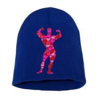 Bodybuilding Pink Red Heart Valentines Day Gift Body Builder Cool Gift Short Acrylic Beanie