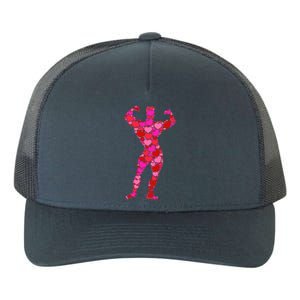 Bodybuilding Pink Red Heart Valentines Day Gift Body Builder Cool Gift Yupoong Adult 5-Panel Trucker Hat