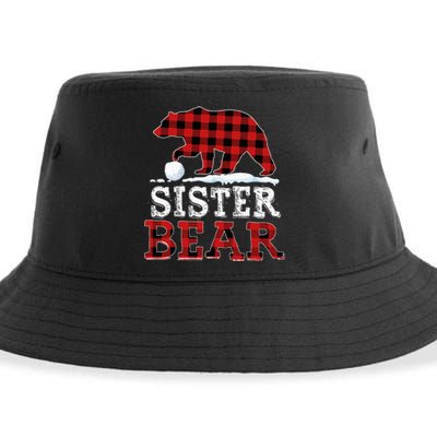 Buffalo Plaid Red Xmas Christmas Sister Bear Pajama Family Sustainable Bucket Hat