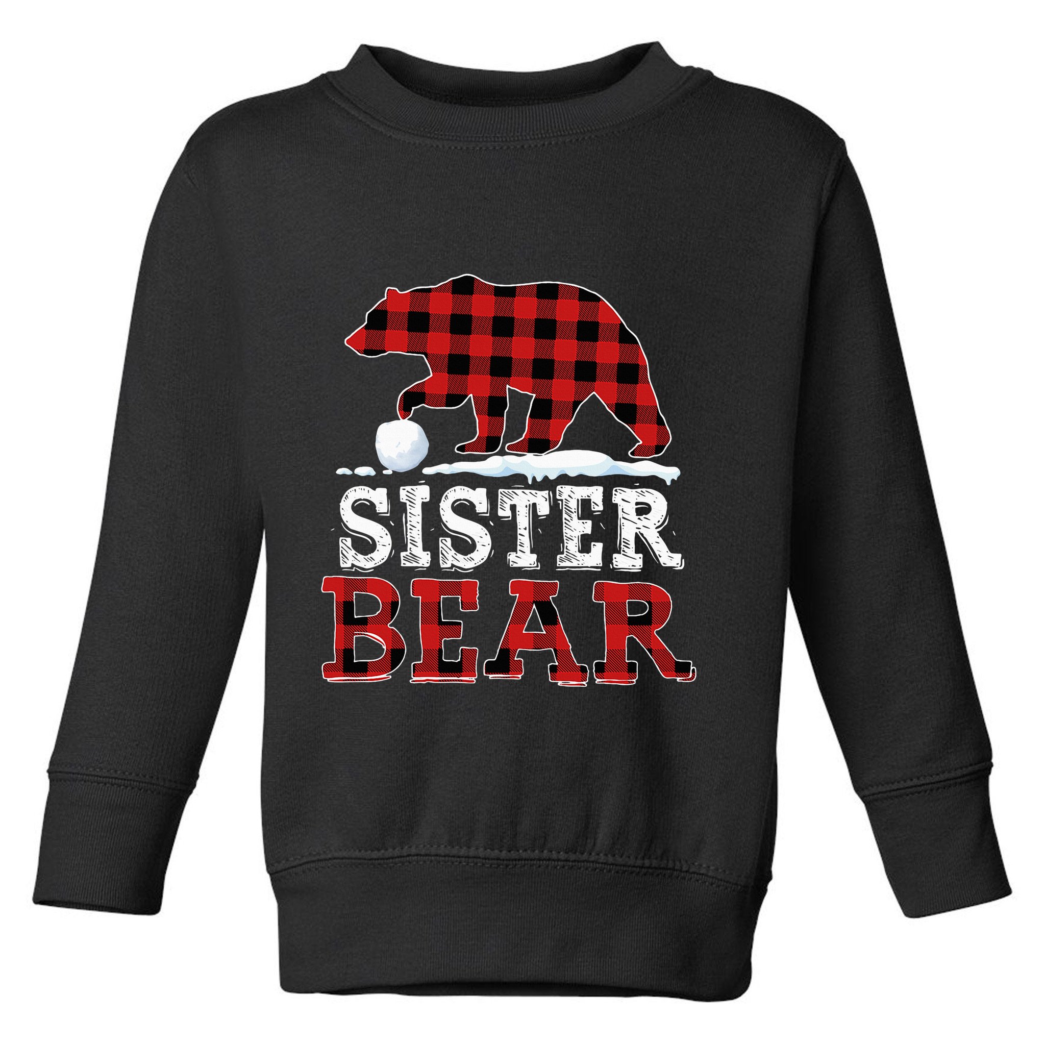Buffalo Plaid Red Xmas Christmas Sister Bear Pajama Family Toddler Sweatshirt