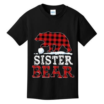 Buffalo Plaid Red Xmas Christmas Sister Bear Pajama Family Kids T-Shirt