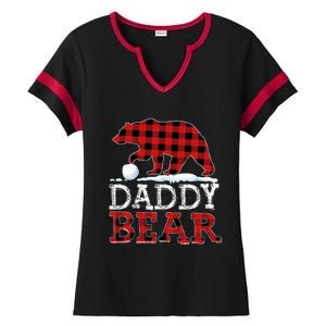 Buffalo Plaid Red Xmas Christmas Daddy Bear Pajama Family Ladies Halftime Notch Neck Tee