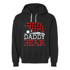 Buffalo Plaid Red Xmas Christmas Daddy Bear Pajama Family Garment-Dyed Fleece Hoodie