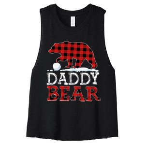 Buffalo Plaid Red Xmas Christmas Daddy Bear Pajama Family Women's Racerback Cropped Tank