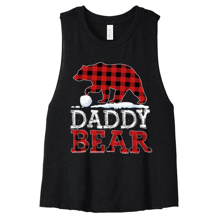 Buffalo Plaid Red Xmas Christmas Daddy Bear Pajama Family Women's Racerback Cropped Tank