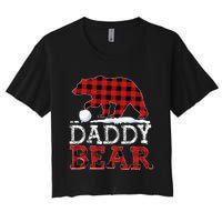 Buffalo Plaid Red Xmas Christmas Daddy Bear Pajama Family Women's Crop Top Tee