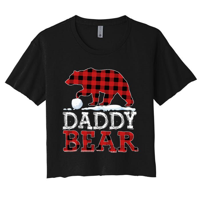 Buffalo Plaid Red Xmas Christmas Daddy Bear Pajama Family Women's Crop Top Tee