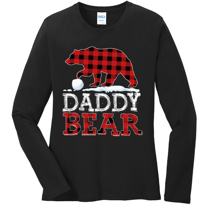 Buffalo Plaid Red Xmas Christmas Daddy Bear Pajama Family Ladies Long Sleeve Shirt