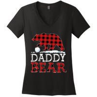 Buffalo Plaid Red Xmas Christmas Daddy Bear Pajama Family Women's V-Neck T-Shirt