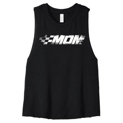 Birthday Party Racing Family Pit Crew Race Mom Women's Racerback Cropped Tank