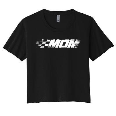 Birthday Party Racing Family Pit Crew Race Mom Women's Crop Top Tee