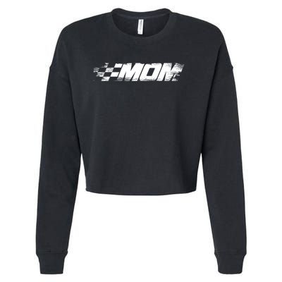 Birthday Party Racing Family Pit Crew Race Mom Cropped Pullover Crew