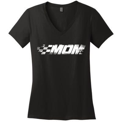 Birthday Party Racing Family Pit Crew Race Mom Women's V-Neck T-Shirt