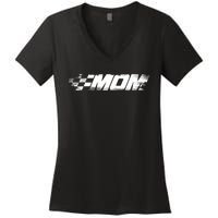 Birthday Party Racing Family Pit Crew Race Mom Women's V-Neck T-Shirt